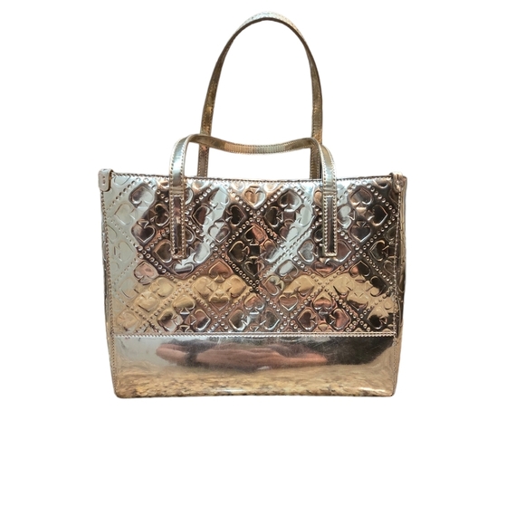 Kate Spade Shiny Gold Signature Textured Handbag - Picture 1 of 10